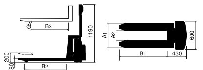 NER100電動搬運(yùn)車尺寸圖